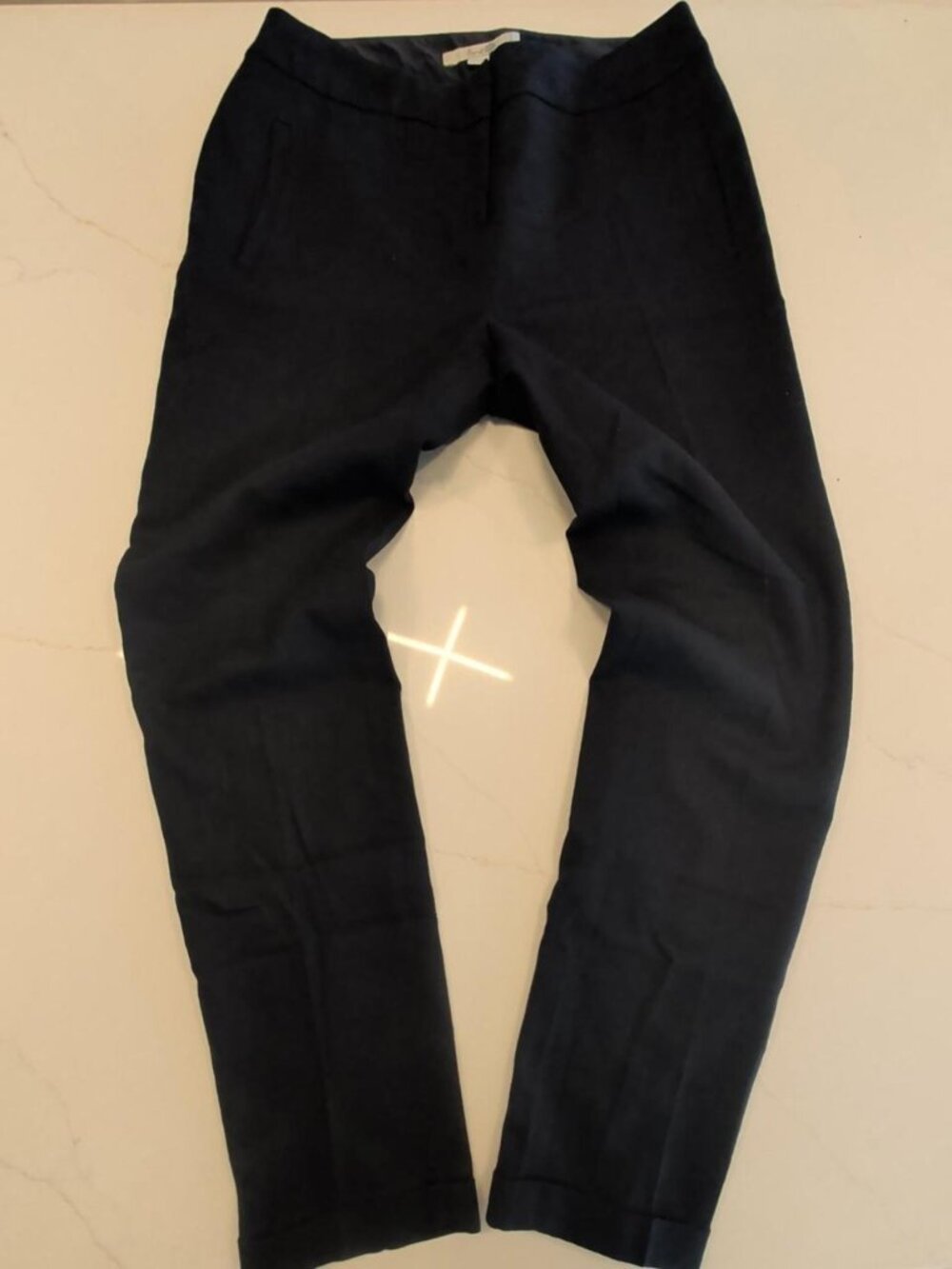 Boden Wool Sz 6 L UK 10 L Women Navy Stretch Trousers Pants Professional Office